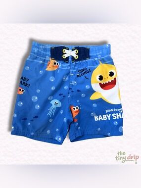 Pink Fong Baby Shark Swim Trunks (Size 2/3)